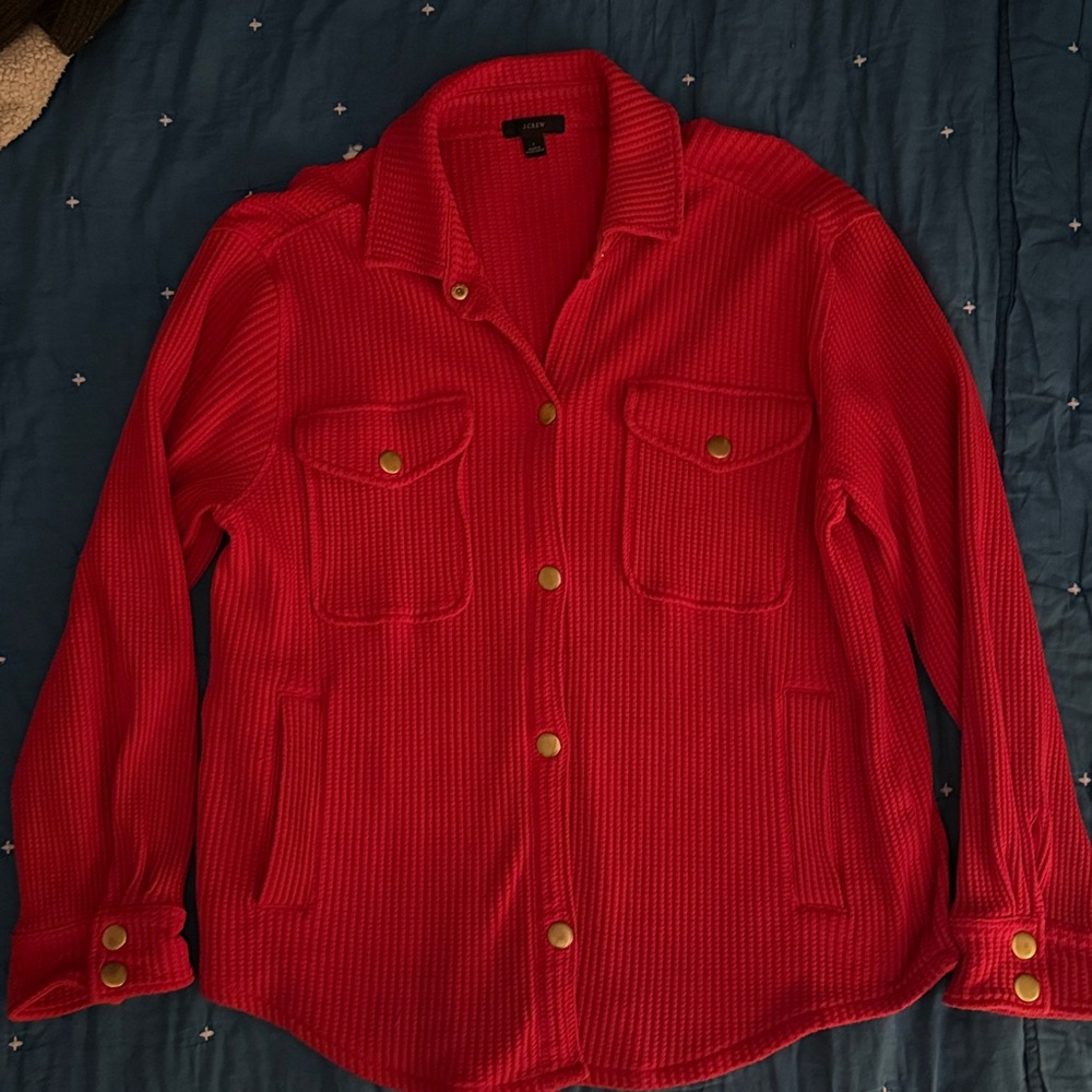 J. Crew Red Button Down Shirt with Waffle Fabric